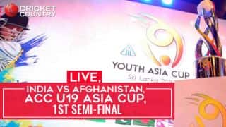 Live Cricket Score, India U19 vs Afghanistan U19, ACC U19 Asia Cup, 1st semi-final at Colombo: IND win by 77 runs